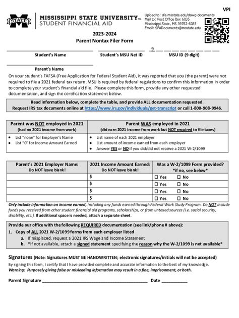 Fillable Online Parent Nontax Filer Form Fax Email Print PdfFiller