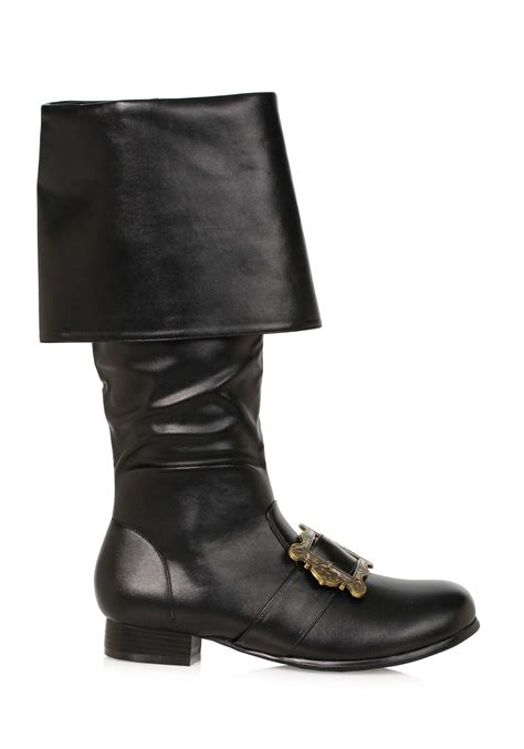 Black Pirate Buckle Mens Boots