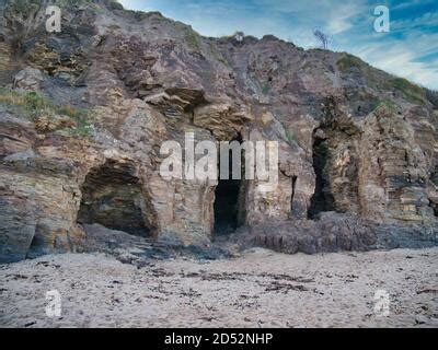 Eroded mudstone cliffs north of Sandsend in North Yorkshire, UK - part ...