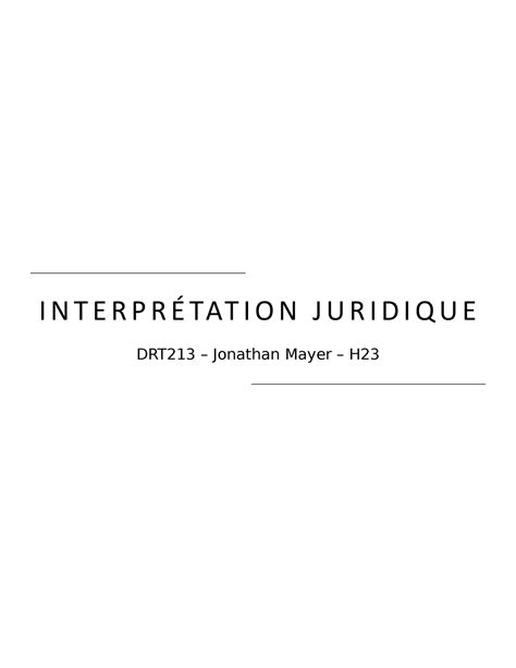 Drt Interpr Tation Juridique Docx I N T E R P R Tat I O N J U