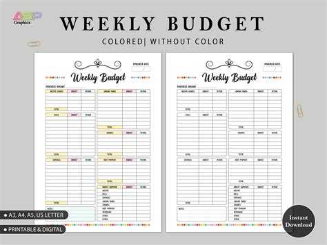 Weekly Budget Weekly Budget Template Weekly Budget Planner - Etsy