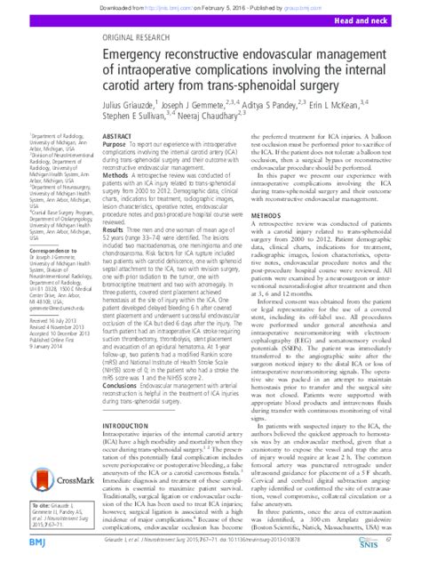 Pdf Emergency Reconstructive Endovascular Management Of