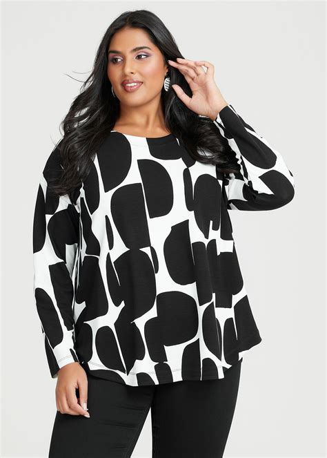 Shop Plus Size Bamboo Ponte Graphic Top In Black Taking Shape Au