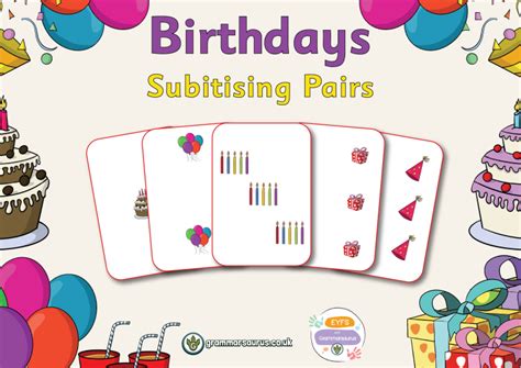 Eyfs Birthdays Subitising Pairs Grammarsaurus