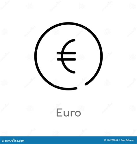 Outline Euro Vector Icon Isolated Black Simple Line Element