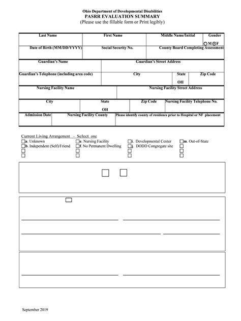 2019 2024 Form OH PASRR Evaluation Summary Fill Online Printable