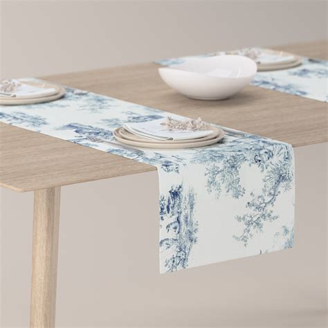 Rechthoekige Tafelloper Creme Blauw 132 66 40 X 130 Cm Dekoria