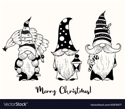 Cute Christmas Scandinavian Gnomes New Year Gnome Vector Image