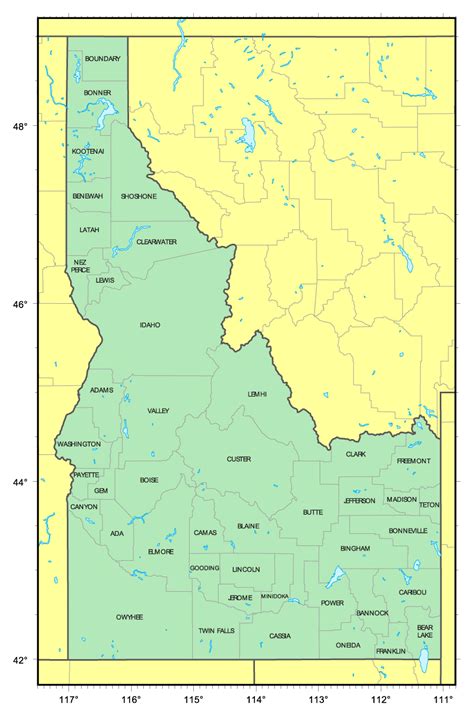 Detailed administrative map of Idaho state | Idaho state | USA | Maps ...