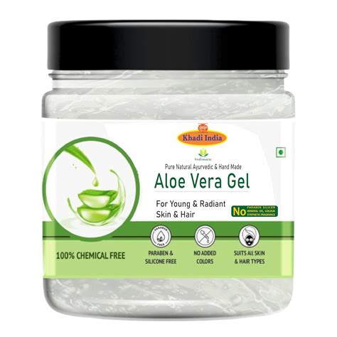 Khadi 100 Pure And Natural Aloe Vera Skin And Hair Gel 100 Herbal 400g With Vitamin E And Natural