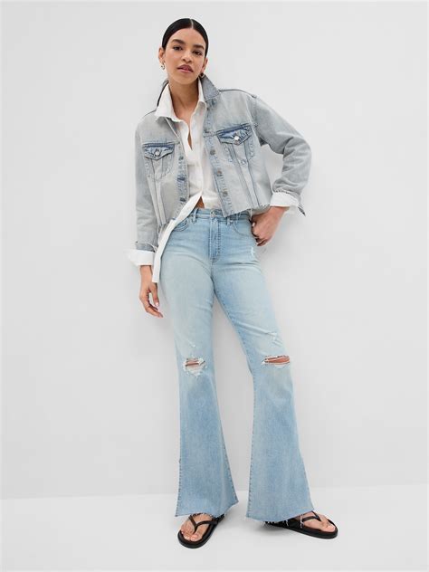 Oversized Cropped Denim Jacket With Washwell Gap