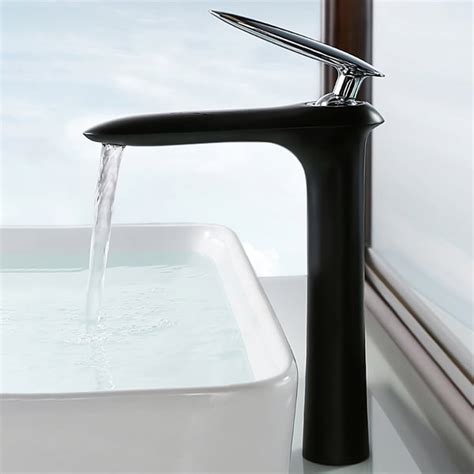 Modern Black Brass One-Hole Single Handle Bathroom Sink Faucet with ...