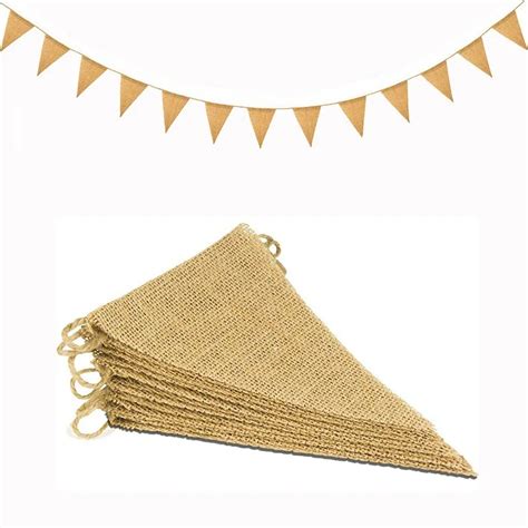 3M Burlap Triangle Banner Vintage Hessian Bunting Banners Flag For