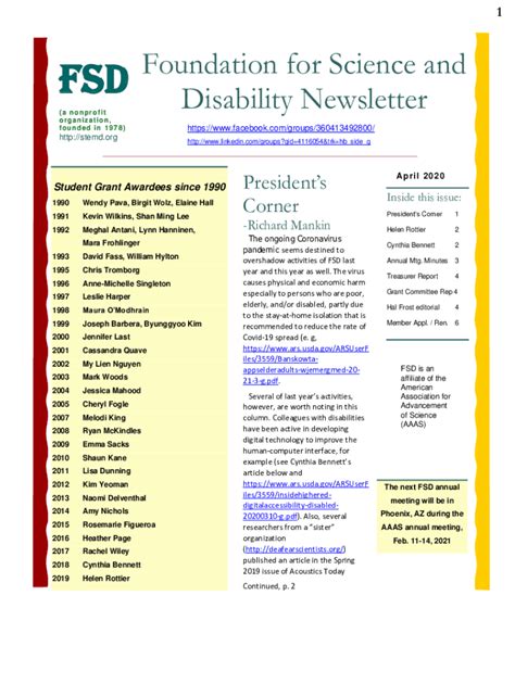 Fillable Online Foundation For Science And Disability Fsd Fax Email