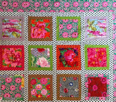 Kaffe Fassett Dotty Frames From Quilt Grandeur With White Cotton Back For Julie Flowers And