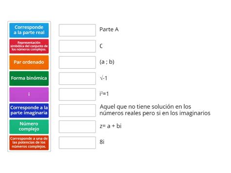 Números complejos Une las parejas