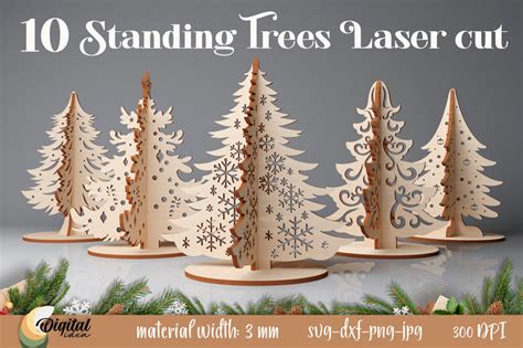 Standing Trees Laser Bundle Svg Decor Laser Cut Christmas Laser Cut So Fontsy