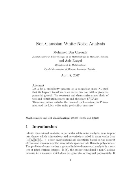 [PDF] Non-Gaussian white noise analysis