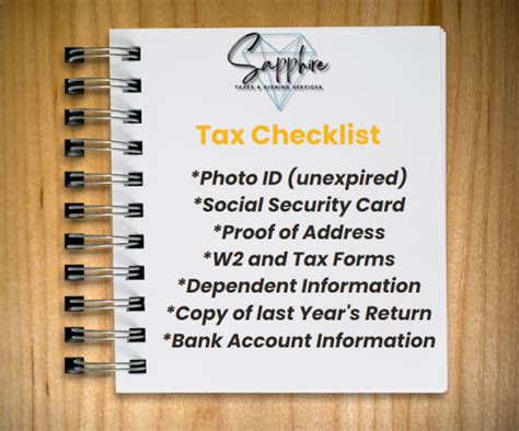 Tax Filing Goodies Checklists Schedules And More Sapphire Tax Notary