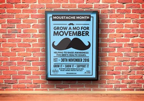 Movember 2016 Poster Advertsied On A Wall Promoting The Month Of