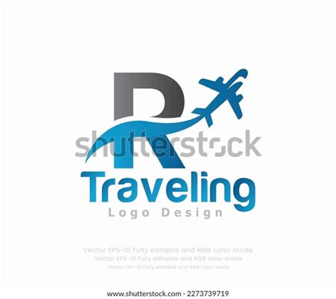 Letter R Travel Logo Airplane Logo Stock Vector Royalty Free