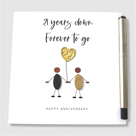 21st Wedding Anniversary Card 21 Years Down Forever To Go Etsy