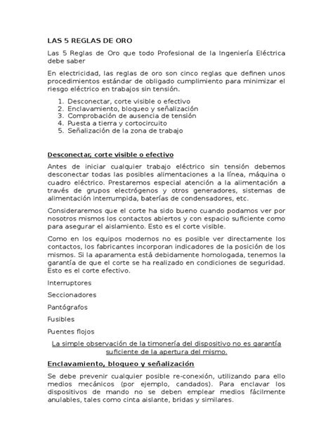 Las 5 Reglas De Oro Pdf Corriente Eléctrica Voltaje