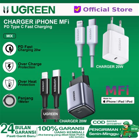 Jual UGREEN Charger IPhone Lightning MFI PD Type C Fast Charging 20w