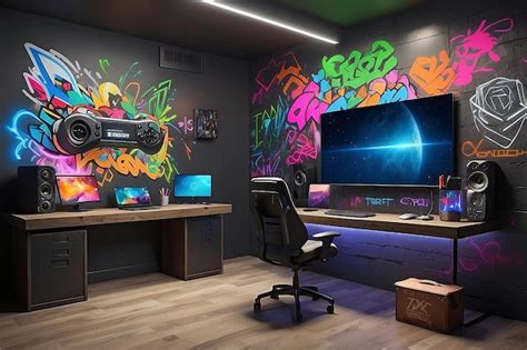 A Mockup Of A Gaming Room With A Builtin Charging Station Cable