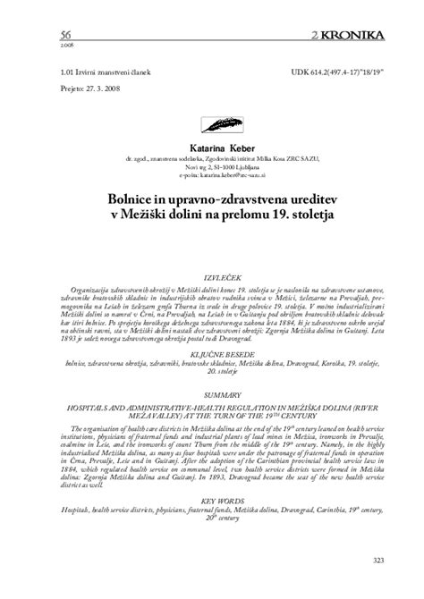 (PDF) Hospitals and administrative-health regulation in Mežiška Dolina ...