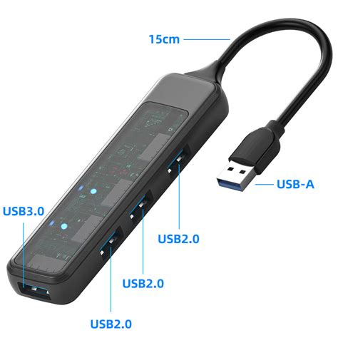 Fonken In Transparent Usb Type C Hub High Speed Multi Splitter