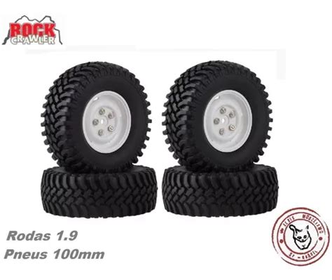 Rodas C Pneus 1 9 100mm Branco C 4 Pç Hilux Scx10 Crawler Frete grátis