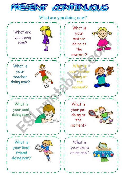 Present Continuous Speaking Cards Esl Worksheet By Louiegie Off