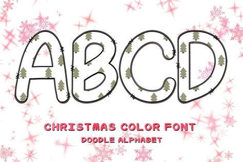 Tree 14 Christmas Font Color Font Doodle Alphabet