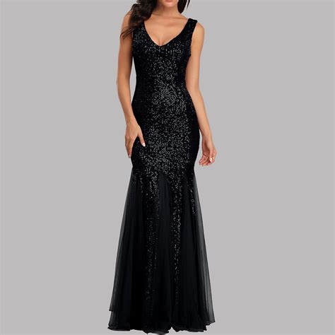 Idall Wedding Guest Dresses Prom Dresses Womens Sequin Double V Neck