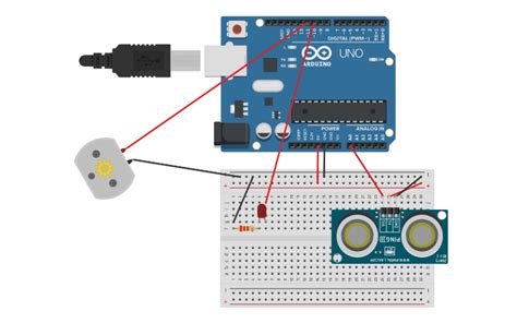 Circuit Design Sensor De Distancia Con Motor Tinkercad