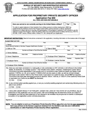 Bureau Of Security And Investigative Services Application For