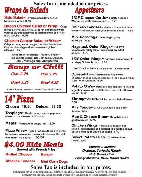 Menu of Rocky's Roadhouse in Rhinelander, WI 54501