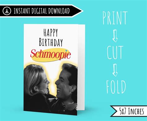 Seinfeld Birthday Card Printable Schmoopie Seinfeld Gift Funny Birthday