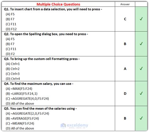 50 Excel Multiple Choice Questions Test Your Skills Exceldemy