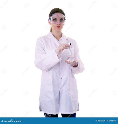 Scientist In A White Lab Coat Putting Vial With A Sample Into