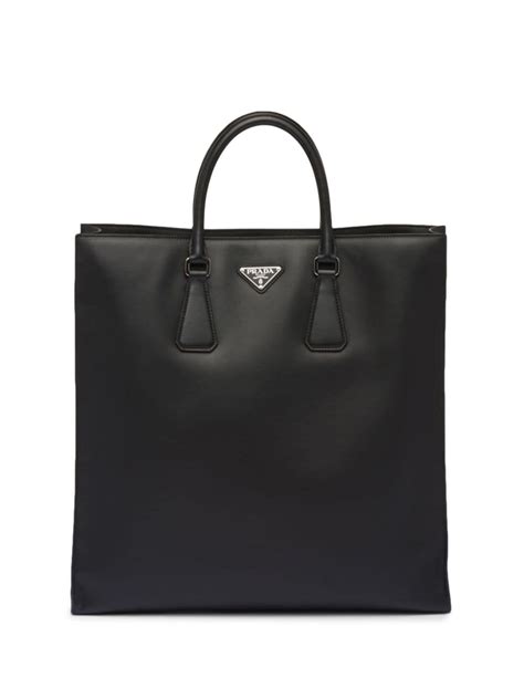 Prada Triangle Logo Leather Tote Bag Farfetch