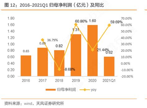 你知道2016 2021q1归母净利润（亿元）及同比的消息行行查行业研究数据库