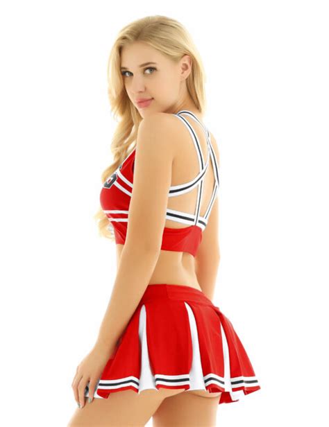 Women S Cheerleader Costume Sexy Cheer Cosplay Fancy Dress Crop Top