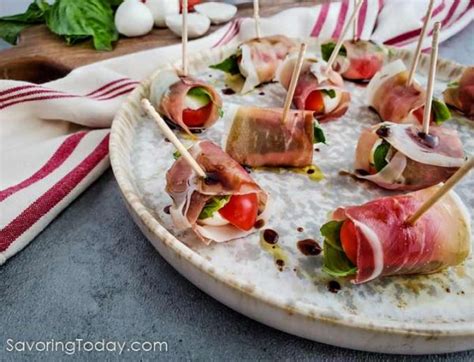 Prosciutto Wrapped Caprese Salad Bites Appetizer