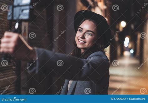 Female Blogger Recording With Digital Camera Smiling Woman Taking