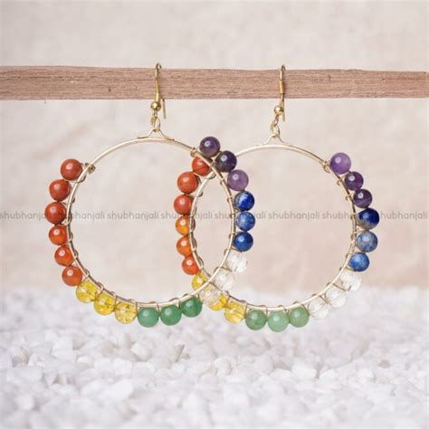 Crystal Earring Buy Online Seven Chakra Crystal Hook Earring