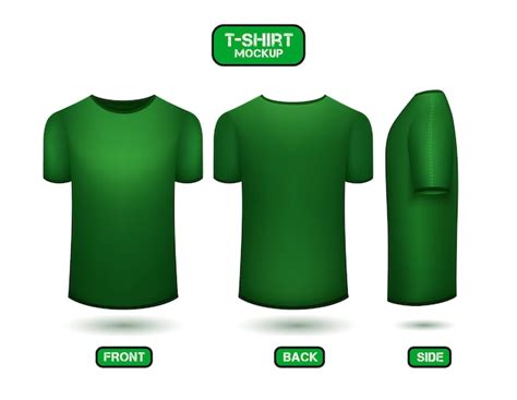 Design De Camiseta Verde Simples Vista Frontal Traseira E Lateral