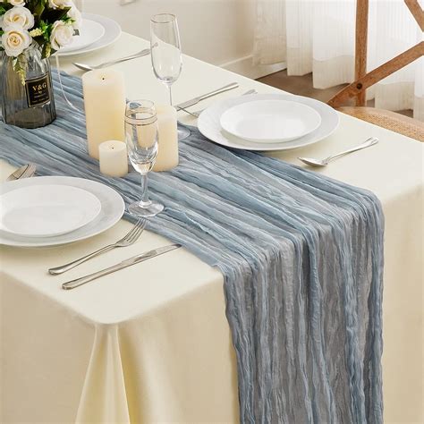 Amazon Dusty Blue Cheesecloth Table Runner 13 3Ft Boho Gauze