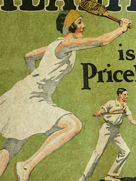 Original 1920s Tennis Themed Motivational Poster 'Health! Is Priceless...'